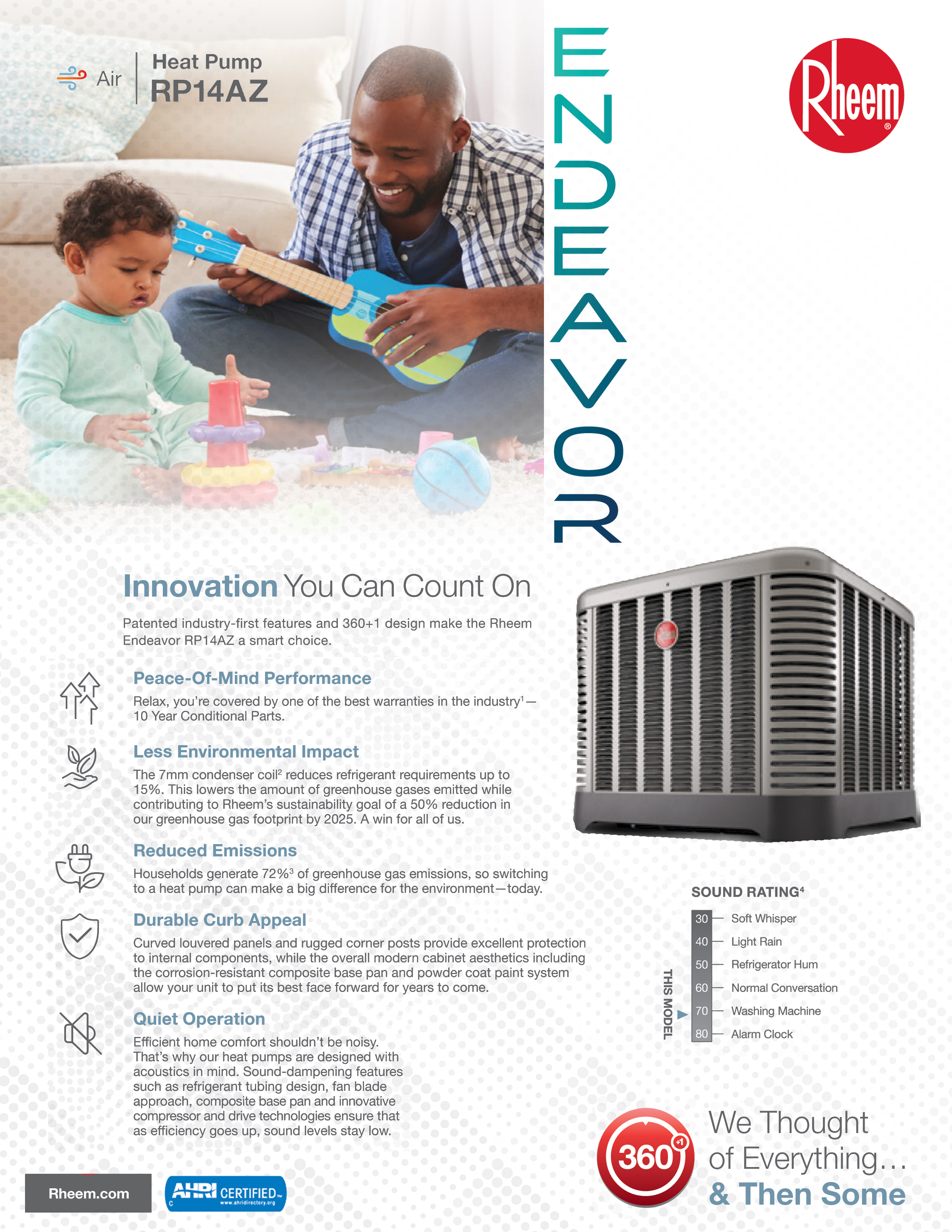 3.5 Ton Rheem 14.3 SEER2 Two Stage Heat Pump Condenser RP14AZ42AJ2NA